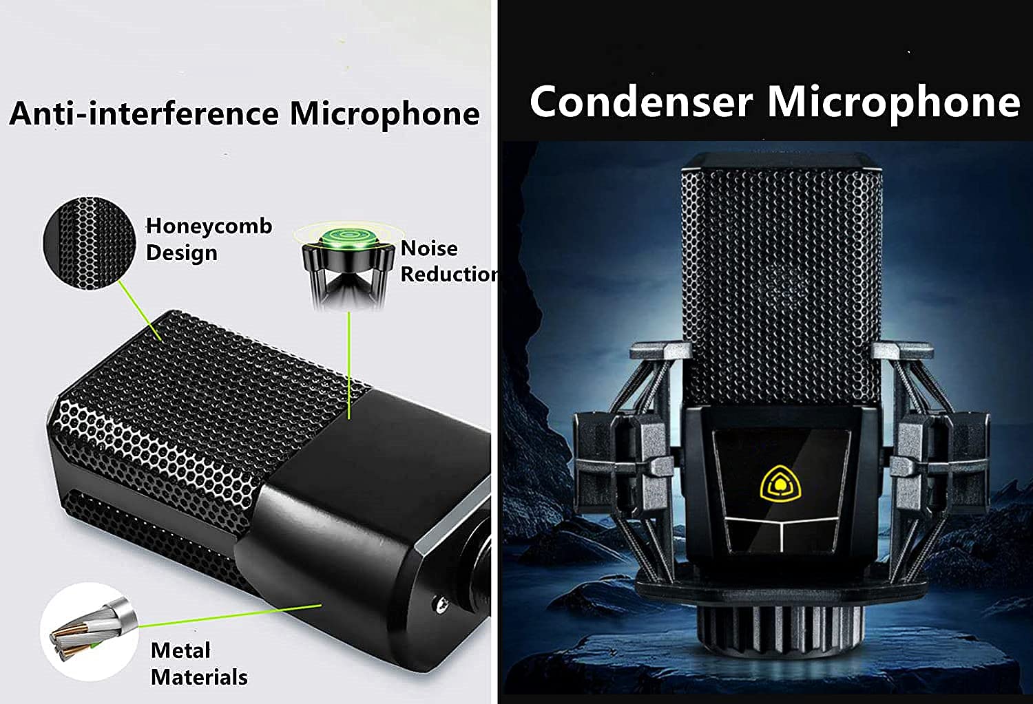 K300 Podcast Equipment Bundle, With Podcast Condenser Microphone, Voice Changer Sound Card with Multiple Sound Effects and LED L